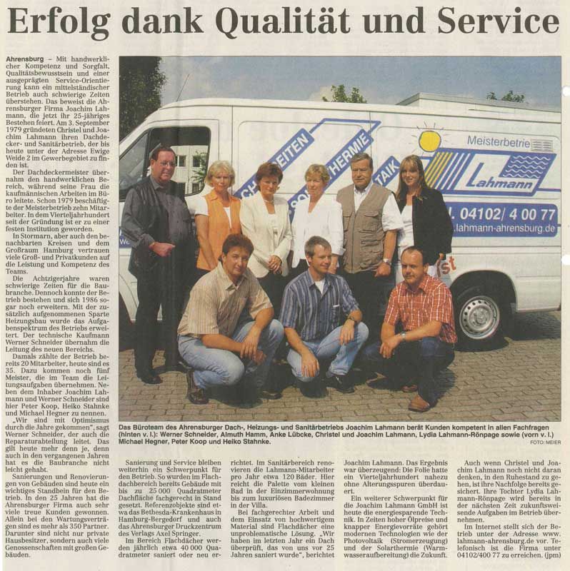 Joachim Lahmann GmbH in der Presse